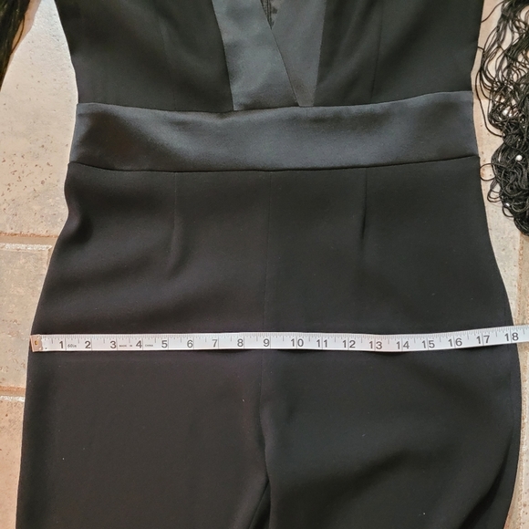 Galvan London Womens Infinity Embellished Mixed Media Black Jumpsuit - Picture 9 of 16